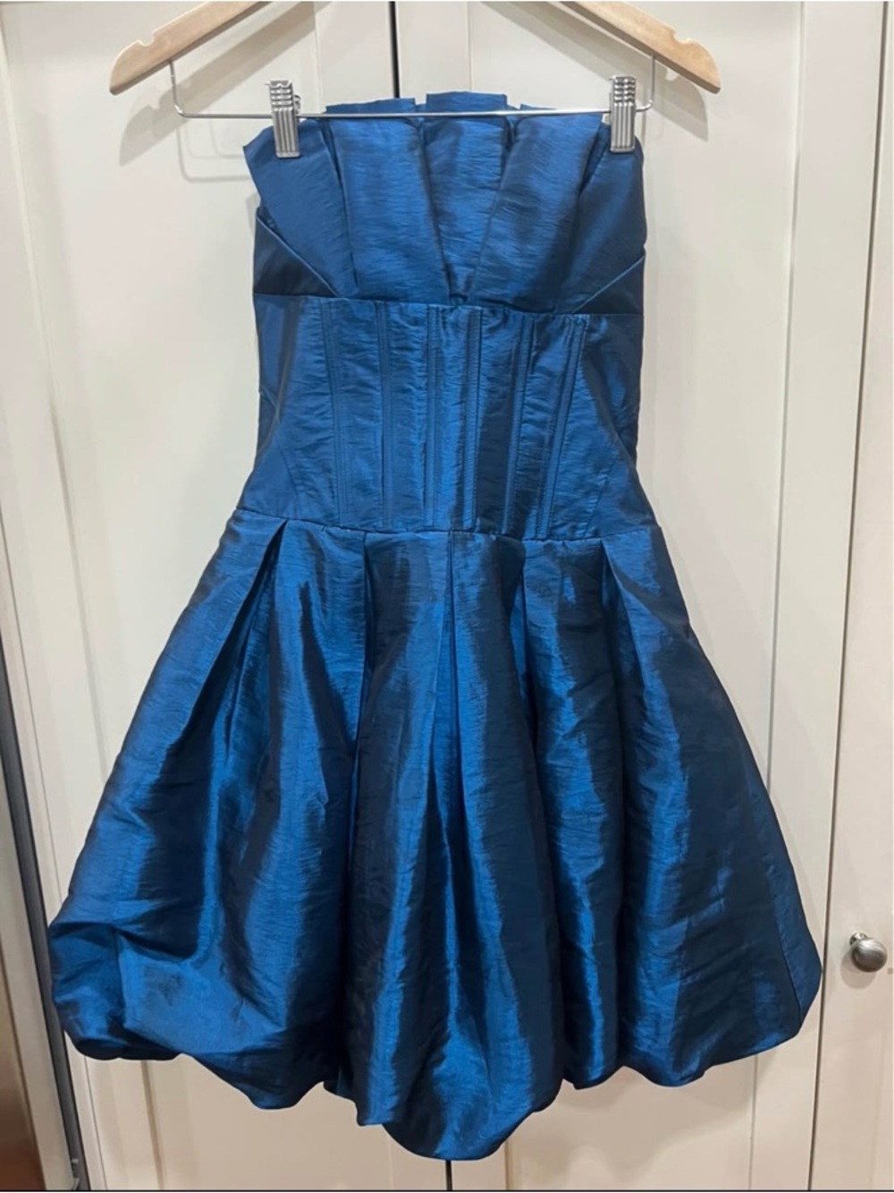 Daisy blue metallic tube top bubble dress - Picture 2 of 3